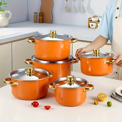 Stainless Steel Non-Stick Cookware Set 10/12pcs, 316 Grade Steel Frying Pan, Stockpot & Milk Pot with Lid
