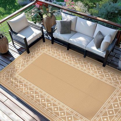 Outdoor Reversible Plastic Straw Rug for Patio Deck RV Camping – Waterproof UV-Resistant Lightweight Mat, Multiple Sizes & Colors