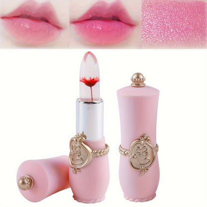 Color Changing Lip Balm Set 6PCS Flower Jelly Lipstick Thermostat Tinted Peach Flavor, for Makeup, Travel and Everyday Vanity Use
