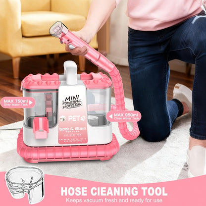 Portable Carpet Cleaner 25Kpa Upholstery Cleaner Machine with Dual Brush Heads Self-Cleaning for Entryways, Bedrooms and Living Spaces