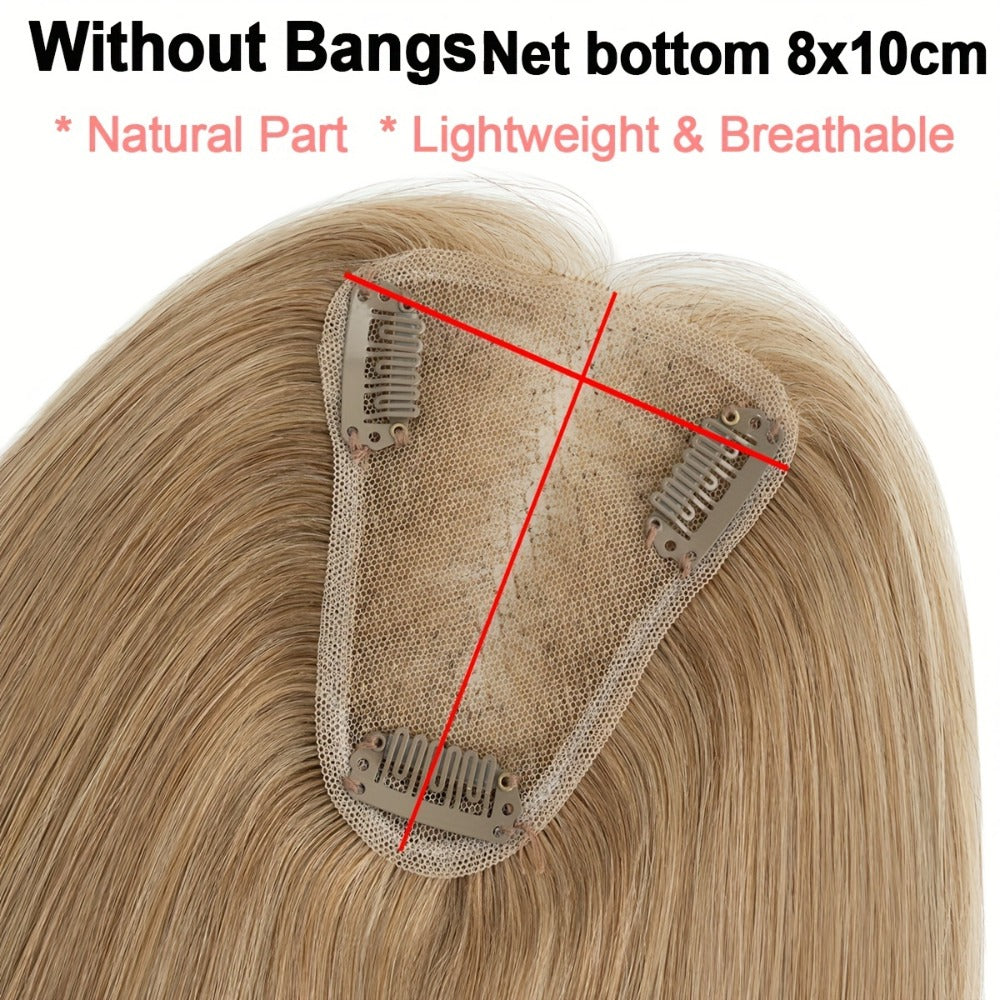 Hair Topper Human Hair Clip In Lace Base 8x10cm Curtain Bangs Thinning Hair Coverage 6-14 Inch | Highlight Blonde #27 #613 #12P613 #4P27