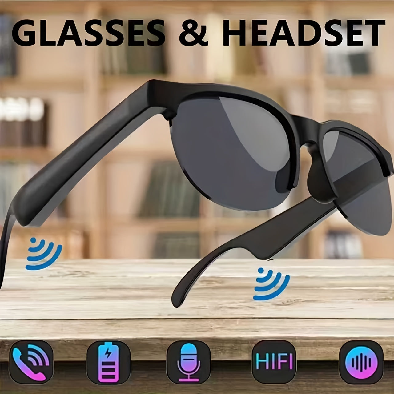 Smart Audio Glasses Open Ear Wireless HD Immersive Sound for Bedside Audio, Alarms and Room Entertainment