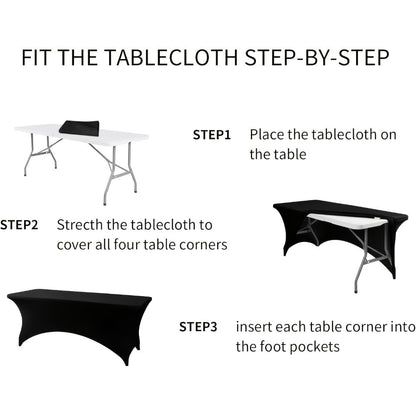 Spandex Tablecloth 6 Foot Rectangular Stretch Table Cover for Parties Weddings Banquets for Entryways, Bedrooms and Living Spaces