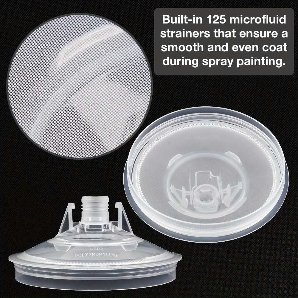 Disposable Paint Spray Gun Cup Liner & Lid System 50-Pack – Includes 50 Cup Liners, 50 Lids, Hard Cup with Retainer Ring