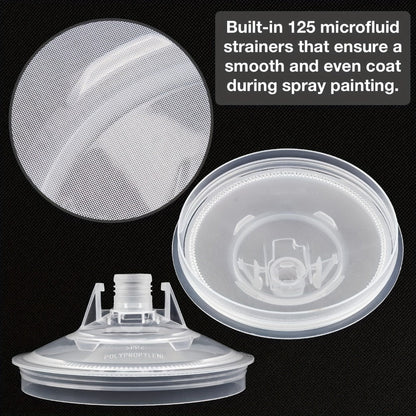 Disposable Paint Spray Gun Cup Liner & Lid System 50-Pack – Includes 50 Cup Liners, 50 Lids, Hard Cup with Retainer Ring