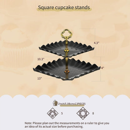 Cake Stand Set 10-Piece Black Tiered Cupcake Stands with Appetizer Trays for Birthday Baby for Entryways, Bedrooms and Living Spaces