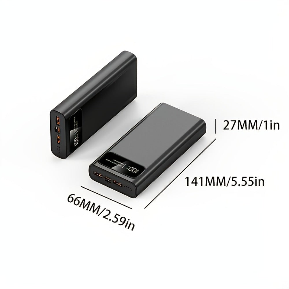 Power Bank 30000mAh 22.5W with Two-Way Charging, Dual USB, USB-C and Digital Display in White