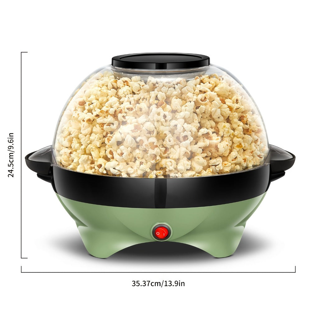 Popcorn Machine 800W Electric Stirring Popcorn Maker – 6-Quart Non-Stick Plate, Quick-Heat Technology, Cool-Touch Handles