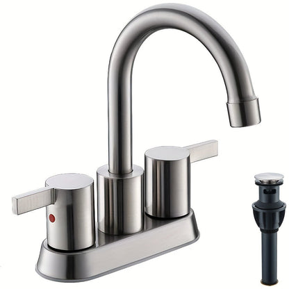 4-Inch Centerset Bathroom Faucet with Dual Handles, Swivel Spout and Single or Two-Piece Finish Options