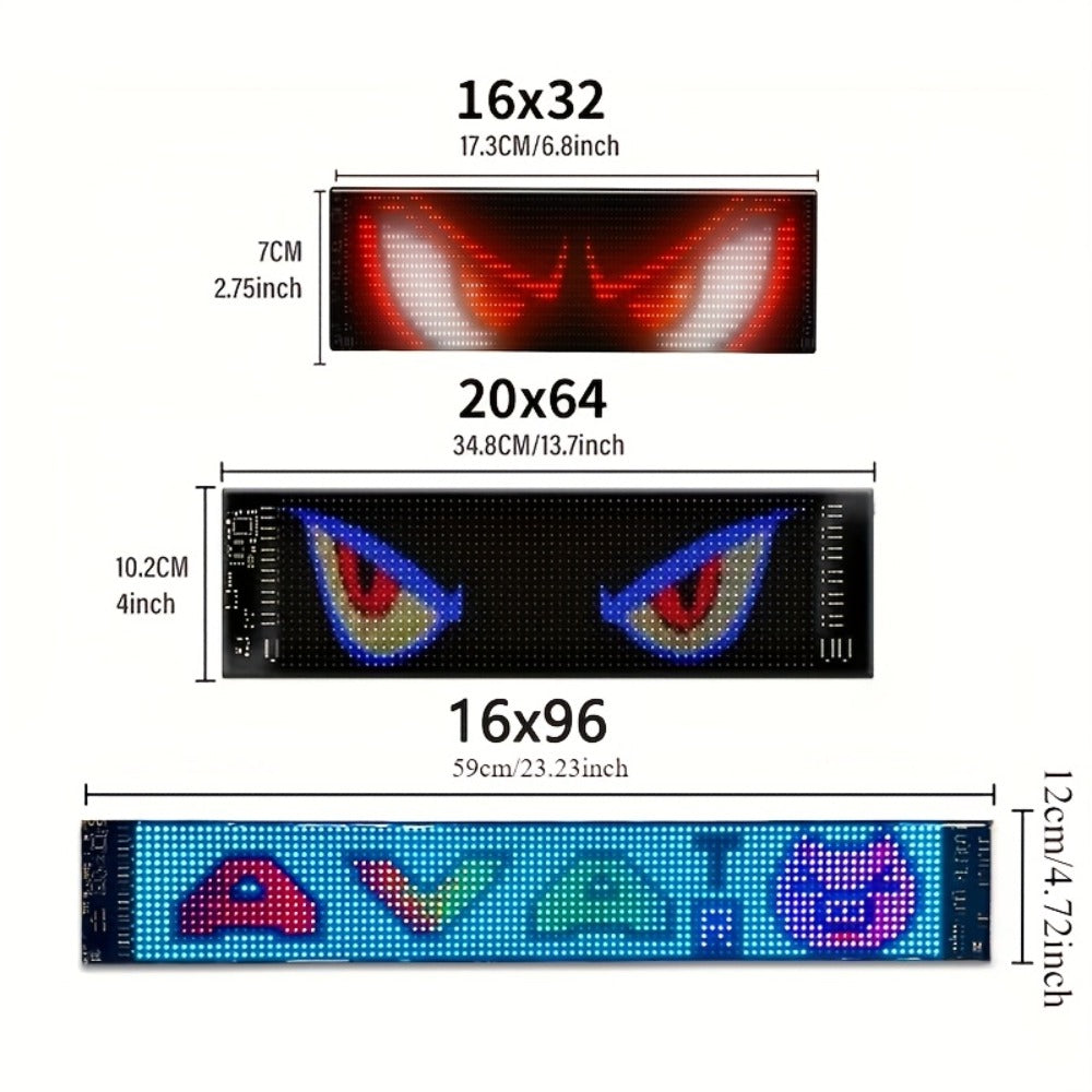 Flexible LED Display Screen Programmable Text & Animation, App & Remote Control, High-Definition RGB Matrix Panel for Any Curved Surface