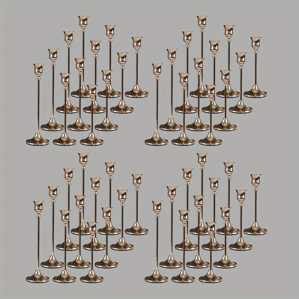 Copper Plated Candlestick Holders Bulk Set for Entryways, Bedrooms and Living Spaces, with the Listed Configuration