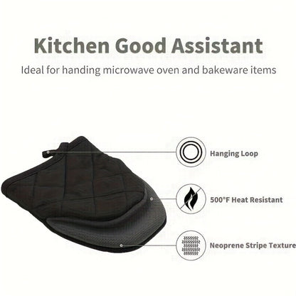 Oven Mitts 2 Pack Heat Resistant Kitchen Gloves – Multi-Ply Durable Cooking Baking Gloves Food for Grilling, Camping and Outdoor Meals