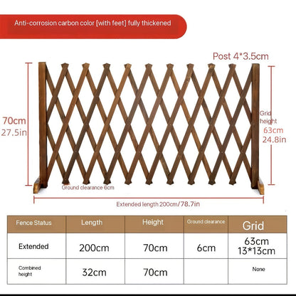 Expandable Wooden Pet Gate Fence Freestanding Retractable Indoor Outdoor Safety Barrier for Entryways, Bedrooms and Living Spaces