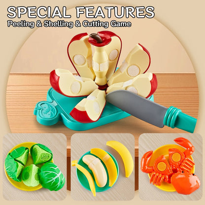 Pretend Play Food Set 85pcs, Cutting Toy Food with 2 Baskets, Pizza Veggies & Fruits, Play Kitchen Accessories for Toddlers