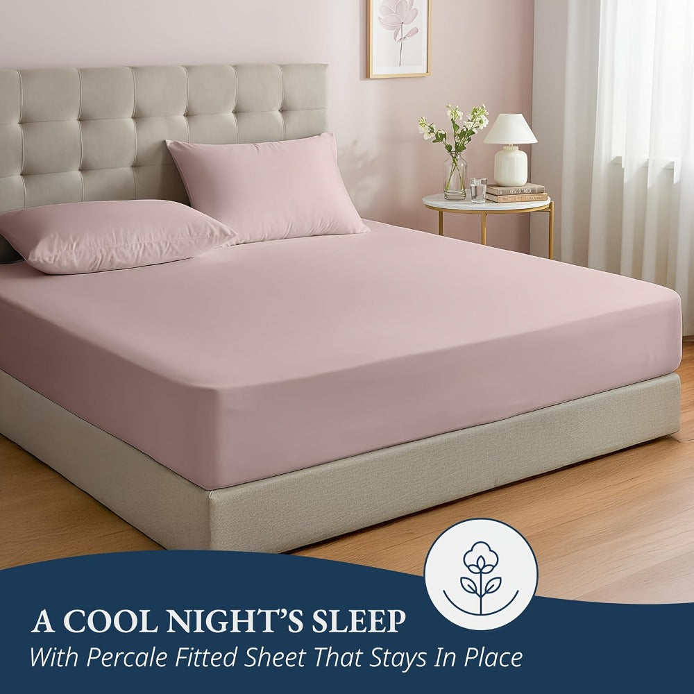 Bamboo Fitted Sheet Set 3-Piece – Cooling Breathable Soft Deep Pocket Bed Sheets, Twin Full Queen King, 12 Colors – Fits Mattress Up to 15"