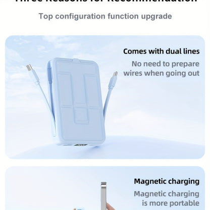 Magnetic Power Bank 10000mAh USB-C Fast Charging, Built-in Cable, Charges 5 Devices & Laptops Simultaneously