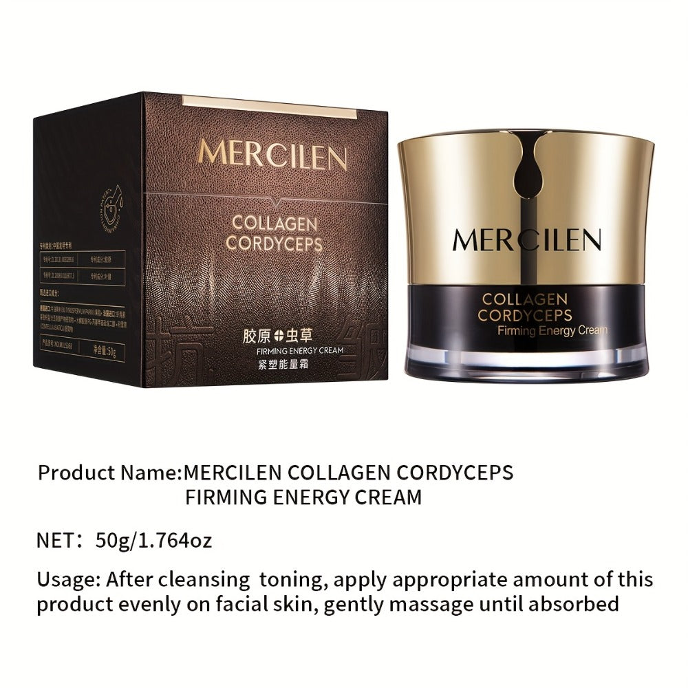 Face Cream Cordyceps Collagen 50g Formula with Squalane, Glycerin and Alcohol-Free Bottle Format