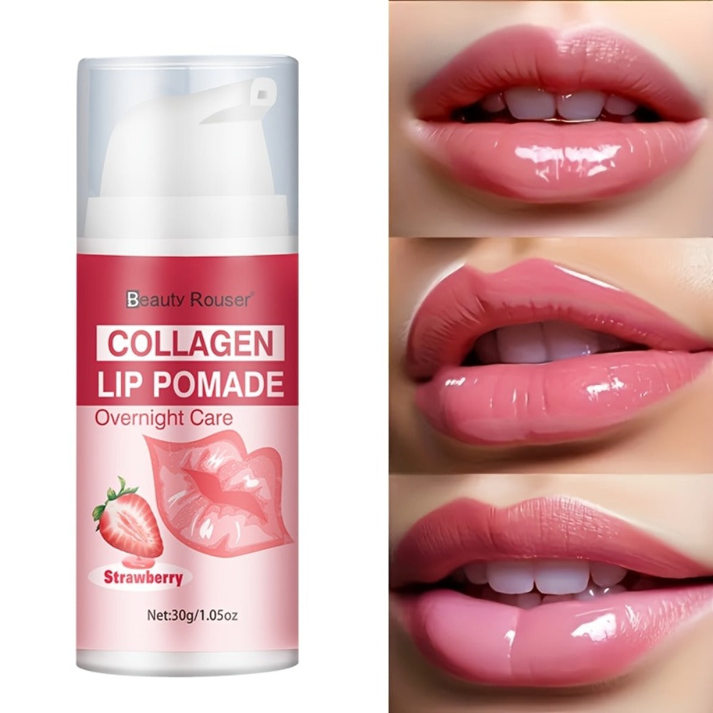 Lip Pomade Collagen 30g Moisturizing Plumping Lip Essence – Deep Hydration Day & Night Lip Care Nourishes Repairs Dry Chapped Lips
