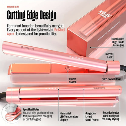 Hair Straightener Flat Iron 2-in-1 Curling Iron, 460°F Professional Ceramic Plates, 15s Fast Heating