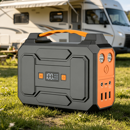 Portable Power Station with 146Wh or 300W Source Configurations, AC, DC, USB and LED Light