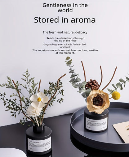 Reed Diffuser with Real Flowers & Essential Oil - Home Fragrance Scent Sticks for Bedroom Bathroom Living Room