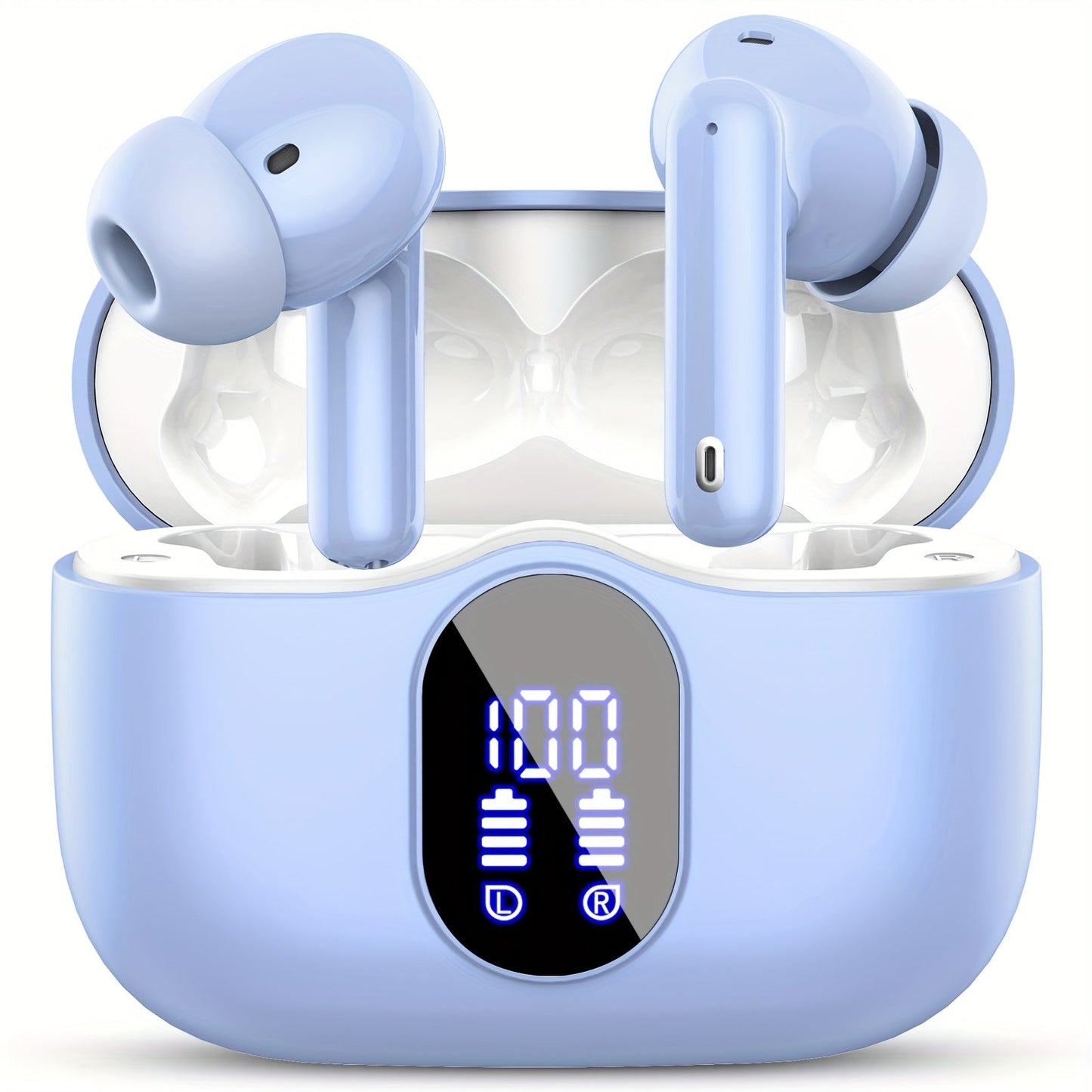 Bluetooth 5.3 Wireless Earbuds with LED Battery Display Case, Type-C Charging and 13 Color Options
