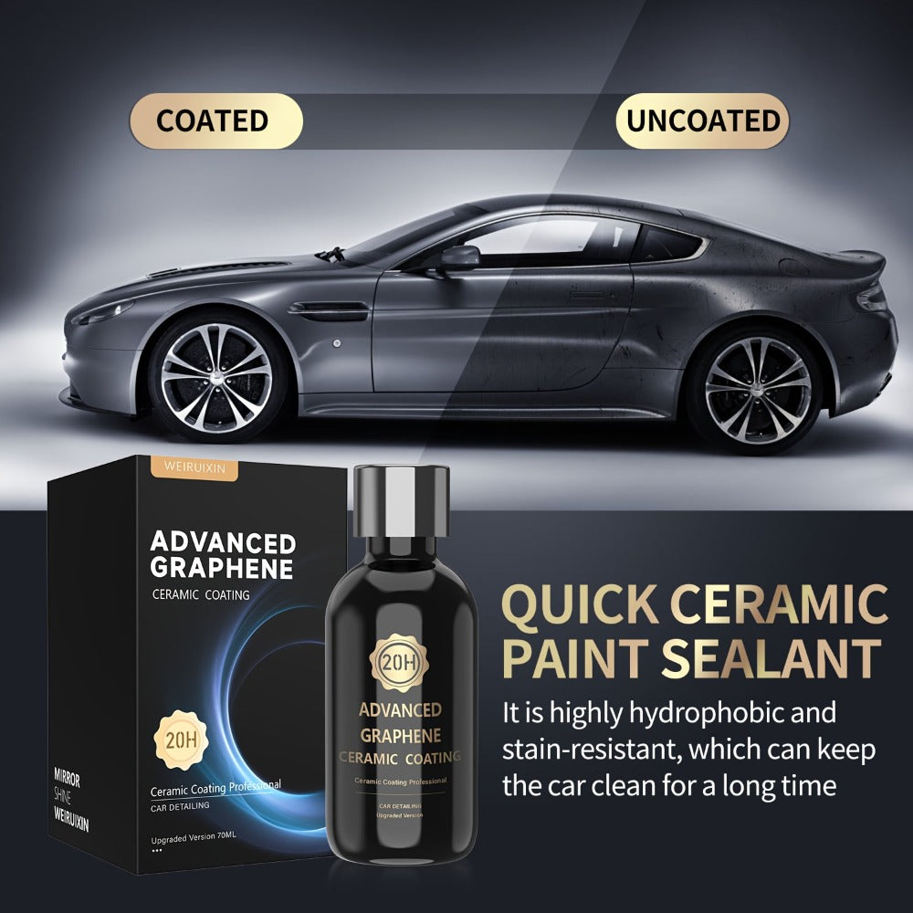 Graphene Ceramic Coating Kit 70ml – 20H Ultra High Gloss Car Paint Protection, 10+ Year Long-Lasting Shield