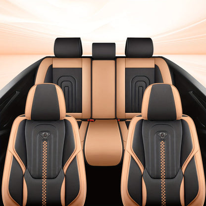 Contoured Front Car Seat Cushion Covers with Headrest Pads in Four Two-Tone Color Option Sets