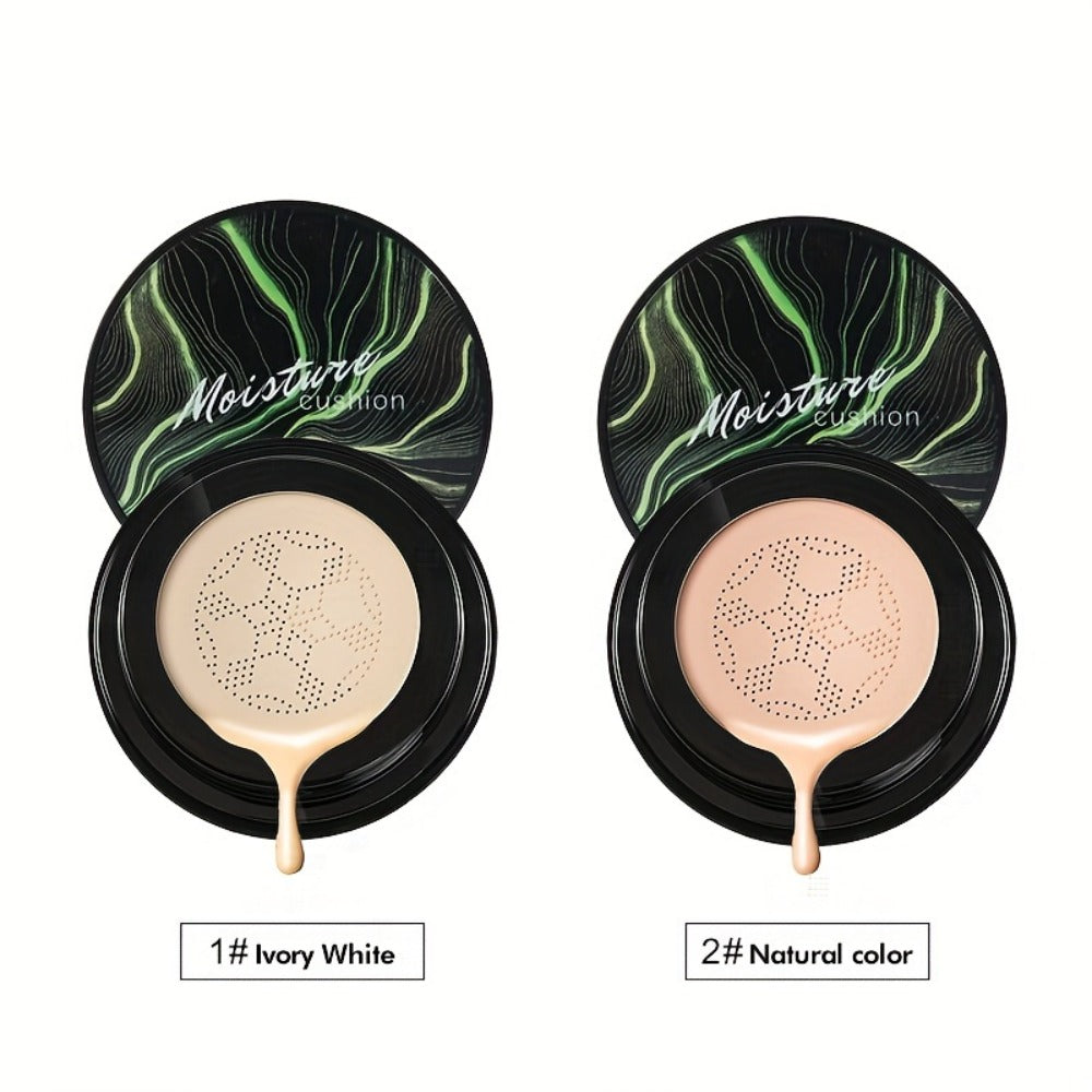Two-Piece Moisture CC Air Cushion Foundation Set with Mushroom Puffs and Two Matched Shade Options