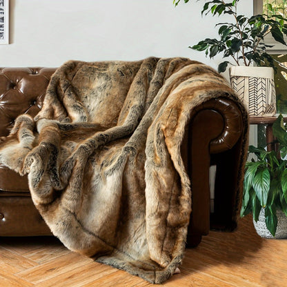 Long Hair Fluffy Reversible Plush Velvet Throw Blanket, 300-350gsm Elegant Throw for Couch & Bed