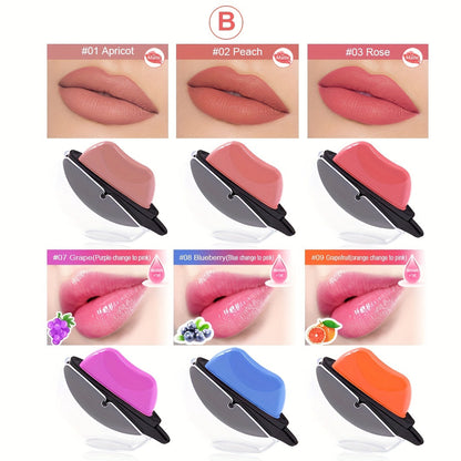 Lipstick Set, Mirsist 6-Piece Lip-Shaped Color Collection with Three Numbered Shade-Group Options