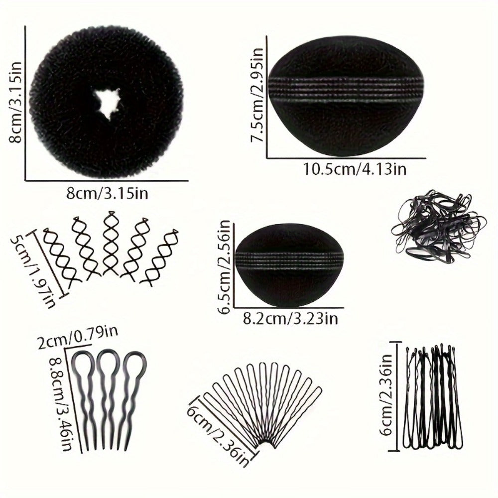 51-Piece Hair Styling Tool Set Braiding Kit with Clips Donut Bun Maker Hair Pins Curlers Braid Accessories for Women Bridal Wedding Updo