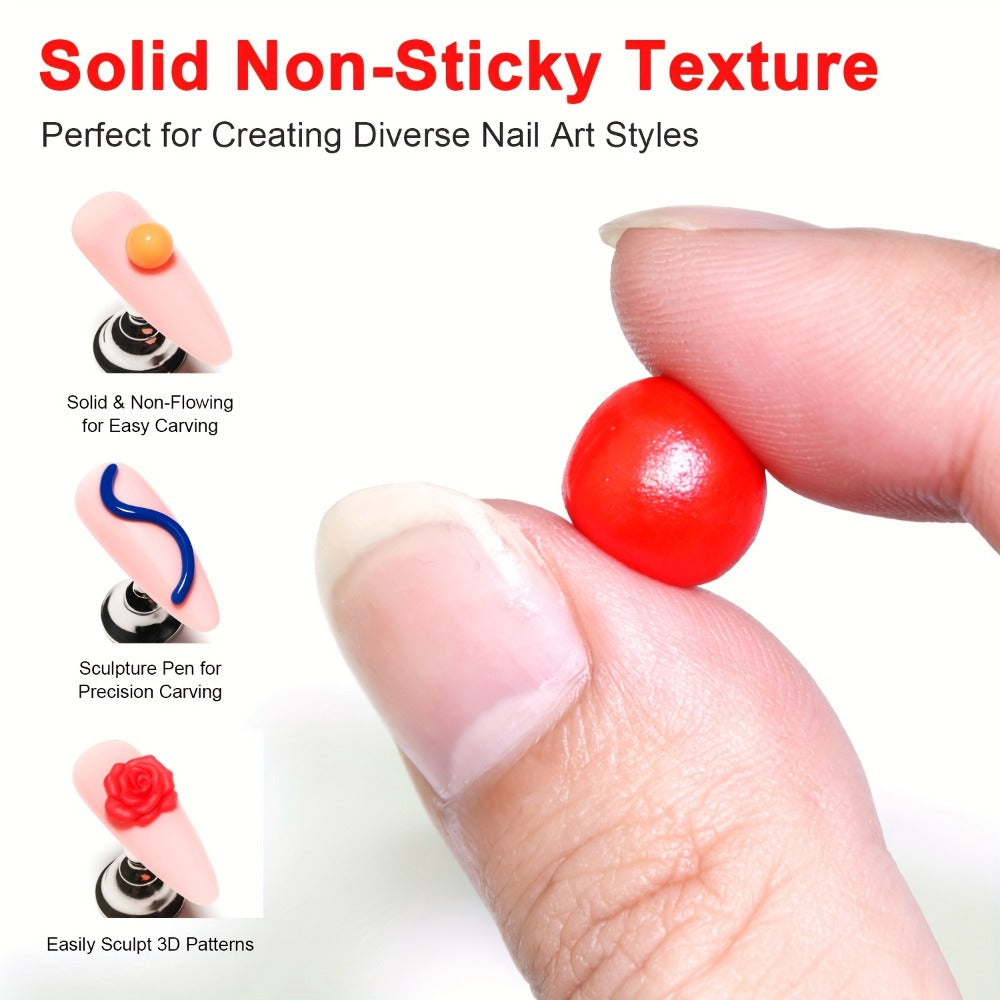 Nail Sculpting Gel Kit 3D 4D 12 Colors with Carving Pen – Firm Non-Sticky Soak-Off Sculpture Gel for Flowers, Leaves