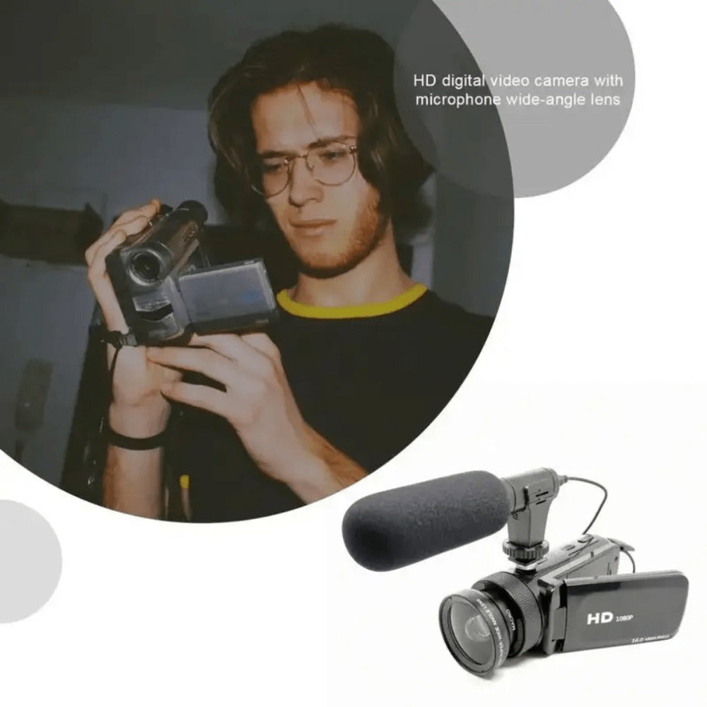 1080P Digital Camera with 2.7" Rotatable Screen 16x Zoom Built-in Mic & Fill Light, 16MP CMOS, 32GB Card