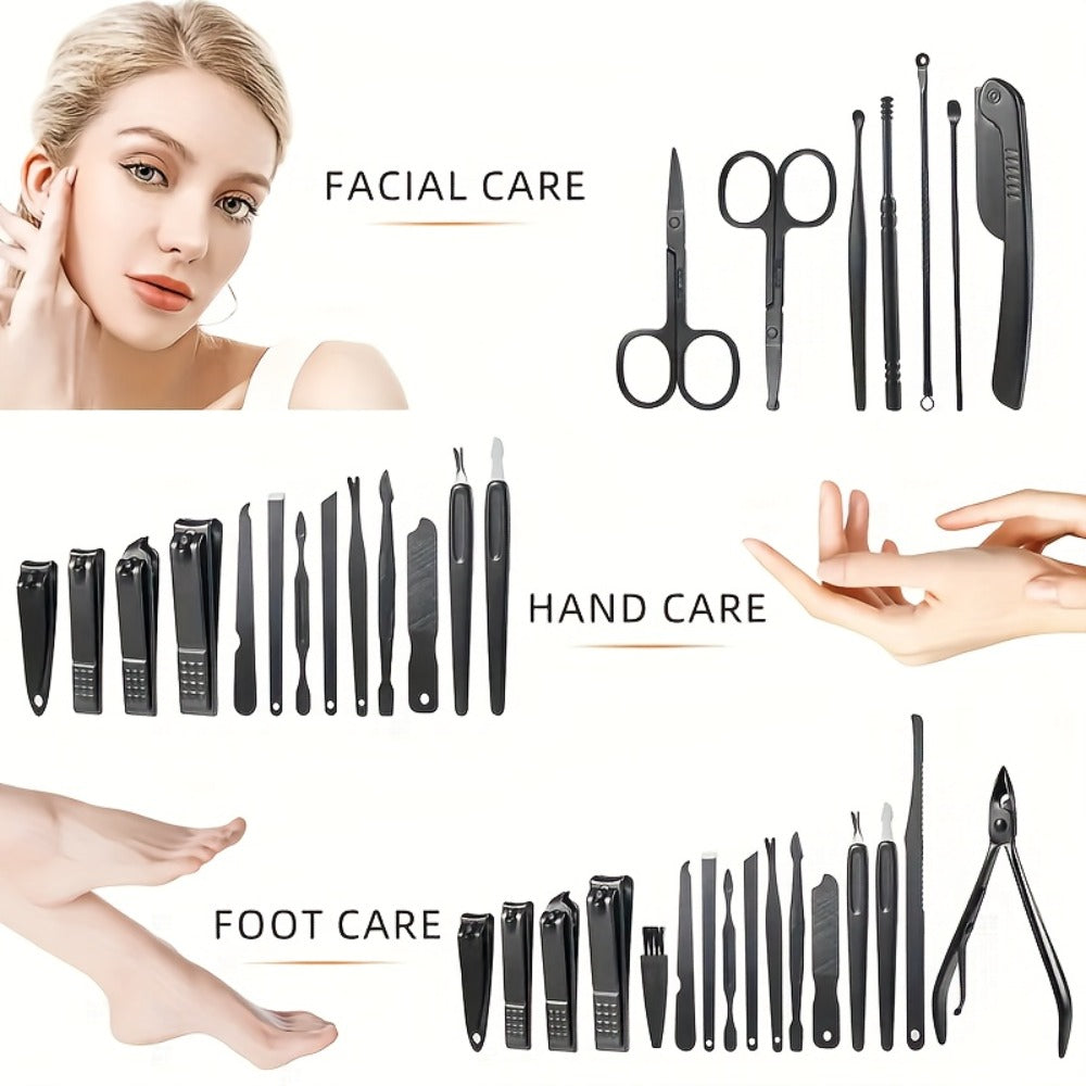 Manicure Pedicure Kit 16 Piece Stainless Steel – Luxury Nail Clipper Set with Portable Case Professional Nail Scissors Beauty Tools