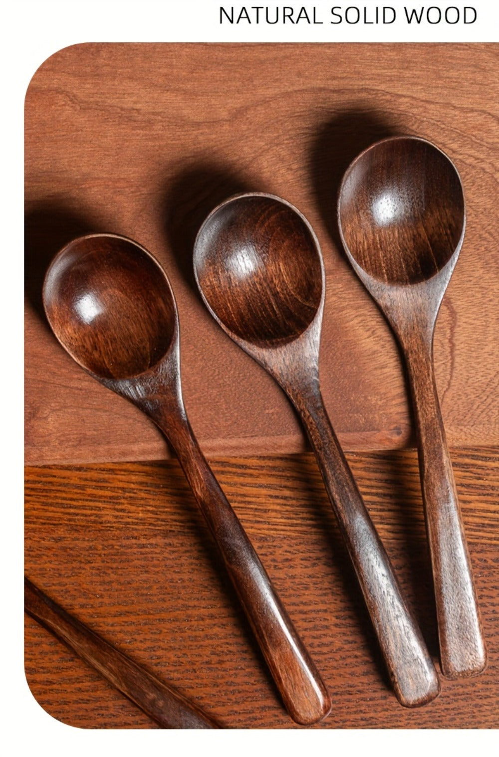Kitchen Utensils Set of Eight 7.28in Natural Wood Spoons for Coffee, Tea, Dessert and Table Serving