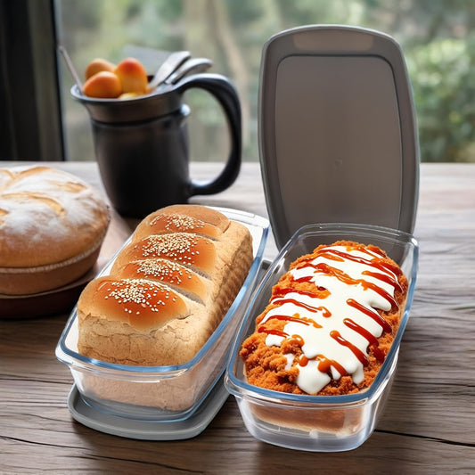 Glass Loaf Pan Set with Lids, 4pcs Stackable 1.9 QT Bread Baking Dish with Airtight Lid, Oven Microwave Dishwasher Safe Glass Food Storage