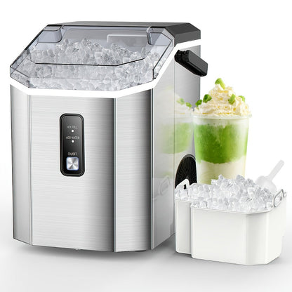 Countertop Nugget Ice Maker in 24hrs, Self-Cleaning Portable Ice Machine with Ice Scoop & Basket