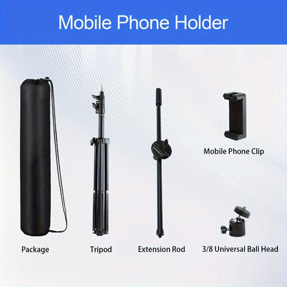 62 Inch Overhead Phone Tripod with Travel Bag, Adjustable Top-Down Bird Eye View Phone Holder & Desktop Stand for Cooking Tutorials