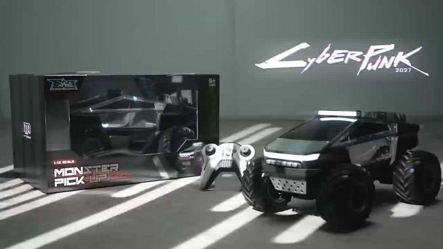 1:12 Scale RC Monster Truck 4WD, Remote Control Cybertruck & Pickup Truck with LED Lights & Sound Effects