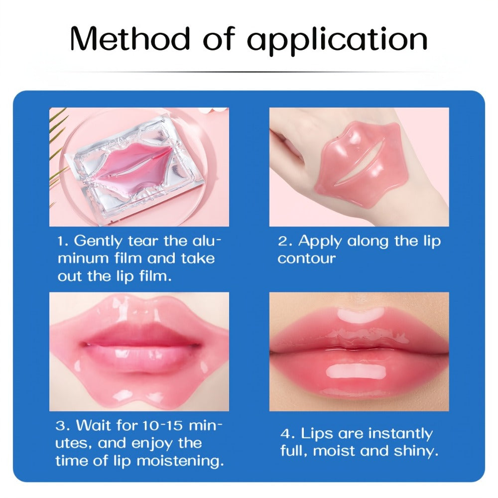 Fifty Individually Wrapped Pink Lip-Shaped Gel Patches with 11.6 x 8.8cm Sachet Dimensions