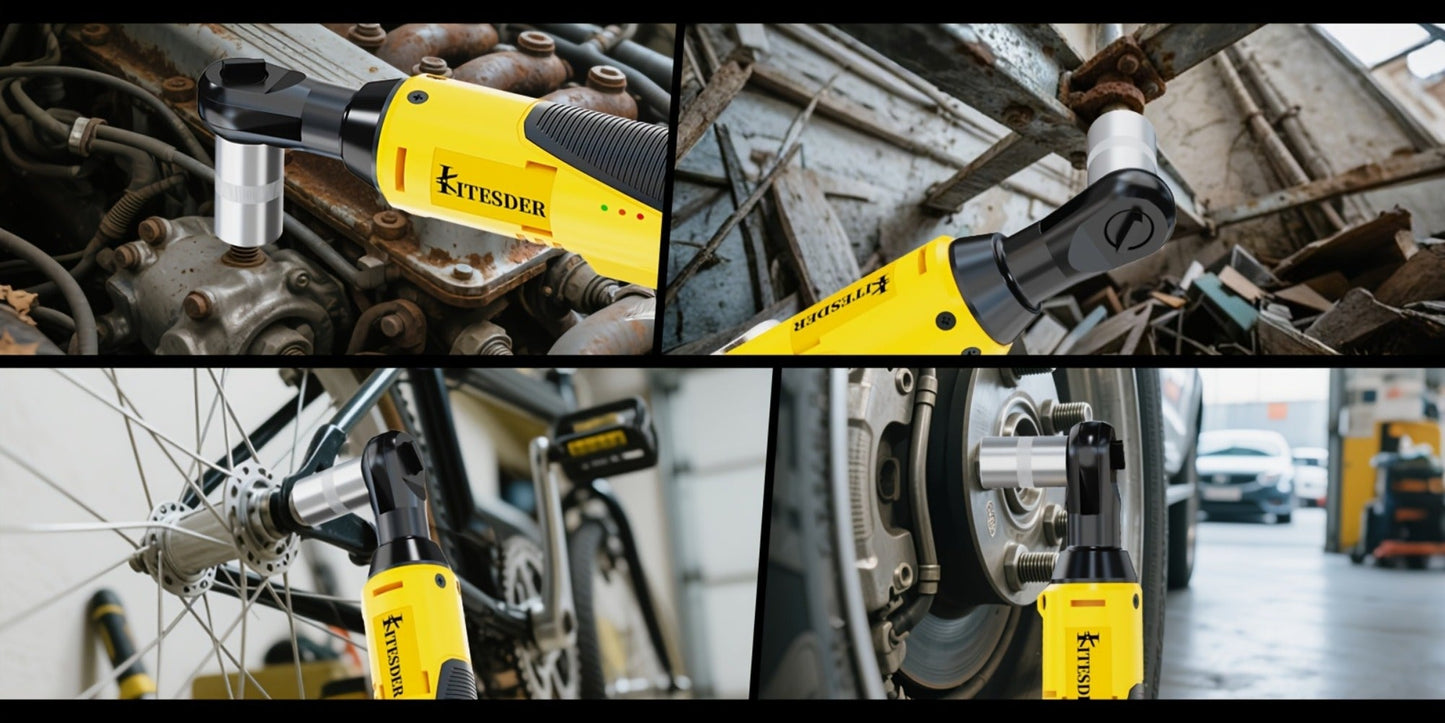 Electric Ratchet Wrench Set 12V Cordless with Lithium Battery, Fast Charge, Variable Speed Trigger