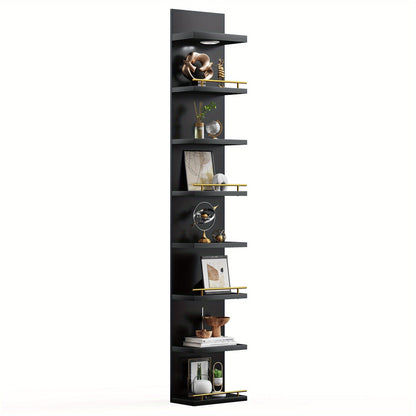 Floating Wall Shelves with LED Light - 6 & 8 Tier Wall Mounted Display Shelf Unit with Anti-Slip Rails for Bedroom