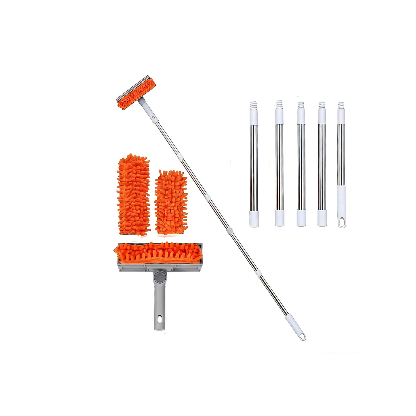 Ceiling Fan Duster 63 Inch Extendable Long Handle Reusable Chenille Microfiber Mop Head Ceiling Fan Blade Cleaner for Dusting Fan Blades