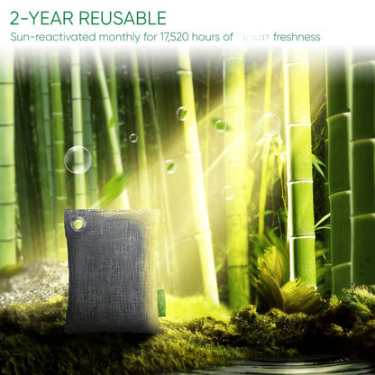 Bamboo Charcoal Air Purifying Bags Odor Absorber Eliminator for Home Car Closet Pet Smoke for Entryways, Bedrooms and Living Spaces
