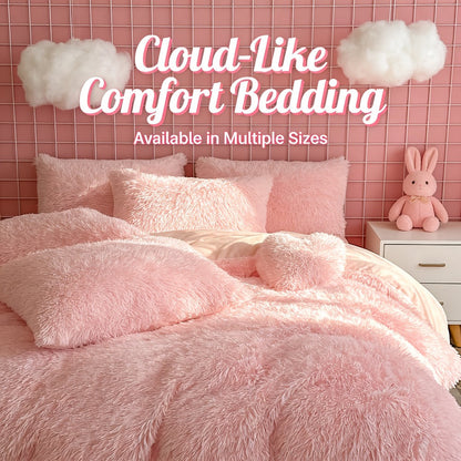 Velvet Duvet Cover Set Fluffy Plush Bedding Minimalist Solid Color, Carved Velvet Quilt Cover with Pillow Shams