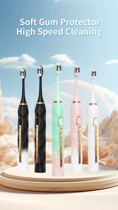 Electric Toothbrush Set with IPX8 Rating, 10 Brush Heads, Travel Case, Holder and Five Color Bundles