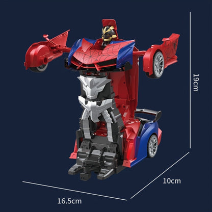 Robot Deformation Car for Kids 1:18 Blue & Red, One-Button Transform Remote Control Stunt Vehicle