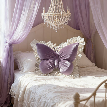 Butterfly Shaped Throw Pillow 3D Bow Decorative Cute Accent Pillow for Bed Sofa Couch Velvet for Entryways, Bedrooms and Living Spaces
