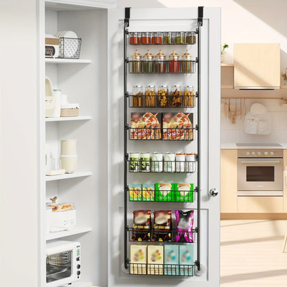 Over-the-Door Metal Organizer Rack 6 & 8 Tier – Pantry Storage, Spice Rack, Kitchen Cabinet Organizer, Holds Up to 80 Lbs